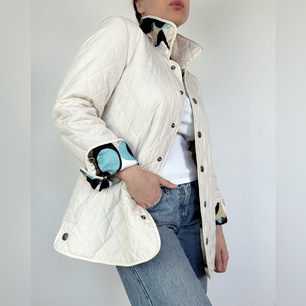 Coach Quilted Jacket with Logo Interior Spring Lightweight Cream